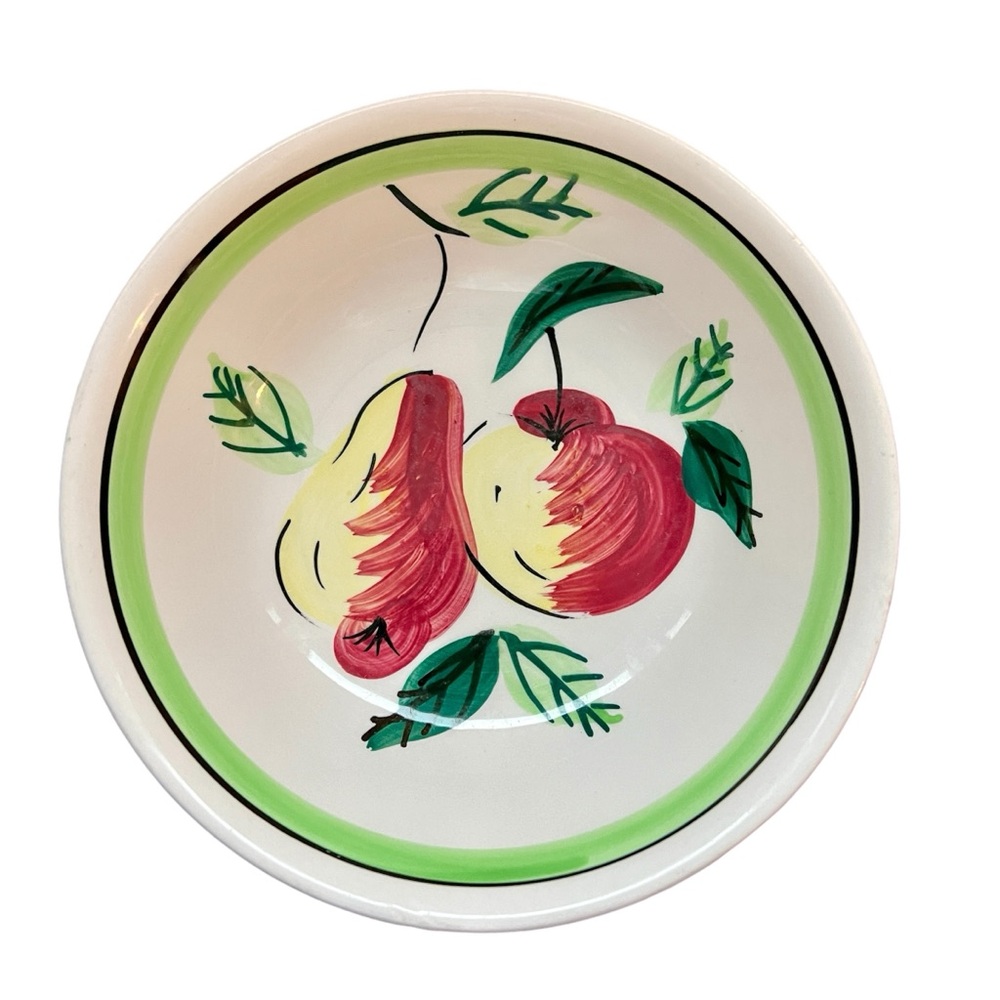 Handpainted Fine Ironstone China Stoneware Small Serving Bowl 2 Pears Vintage 7"